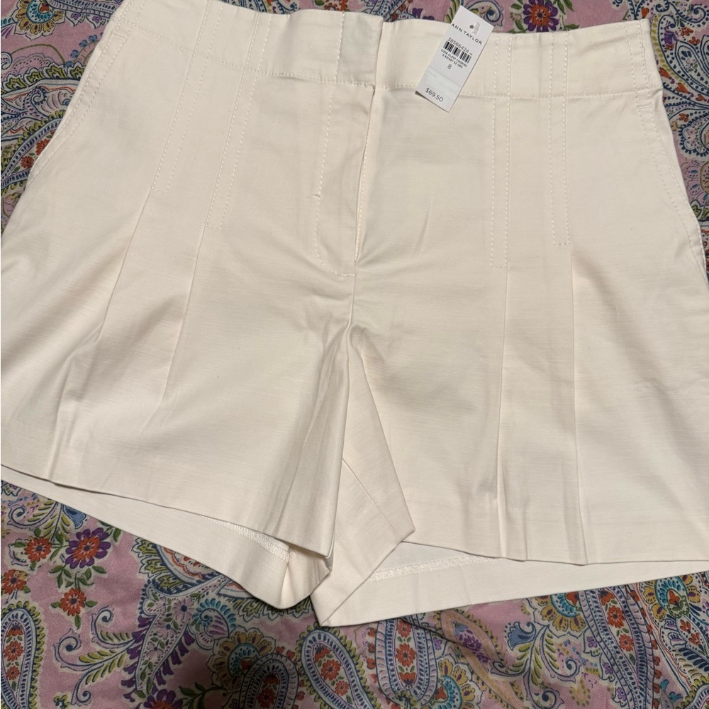 Ann Taylor Factory Cream High Waist Shorts